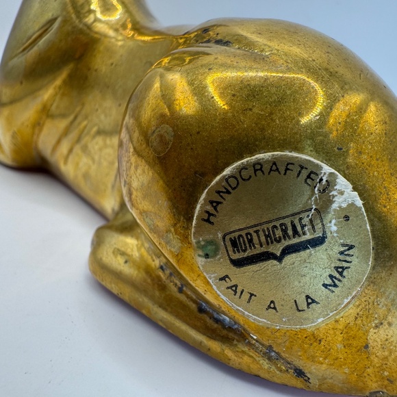 Brass dog figurine. MCM Brass Greyhound by Northcraft. Vintage brass dog decor. - Picture 6 of 9